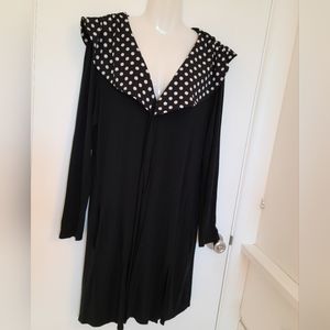 Simply Aster Black Cardigan With Polka Dot Collar, 3X